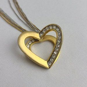 BUTLER Matt Gold Rhinestone Heart Pendant Chain Necklace